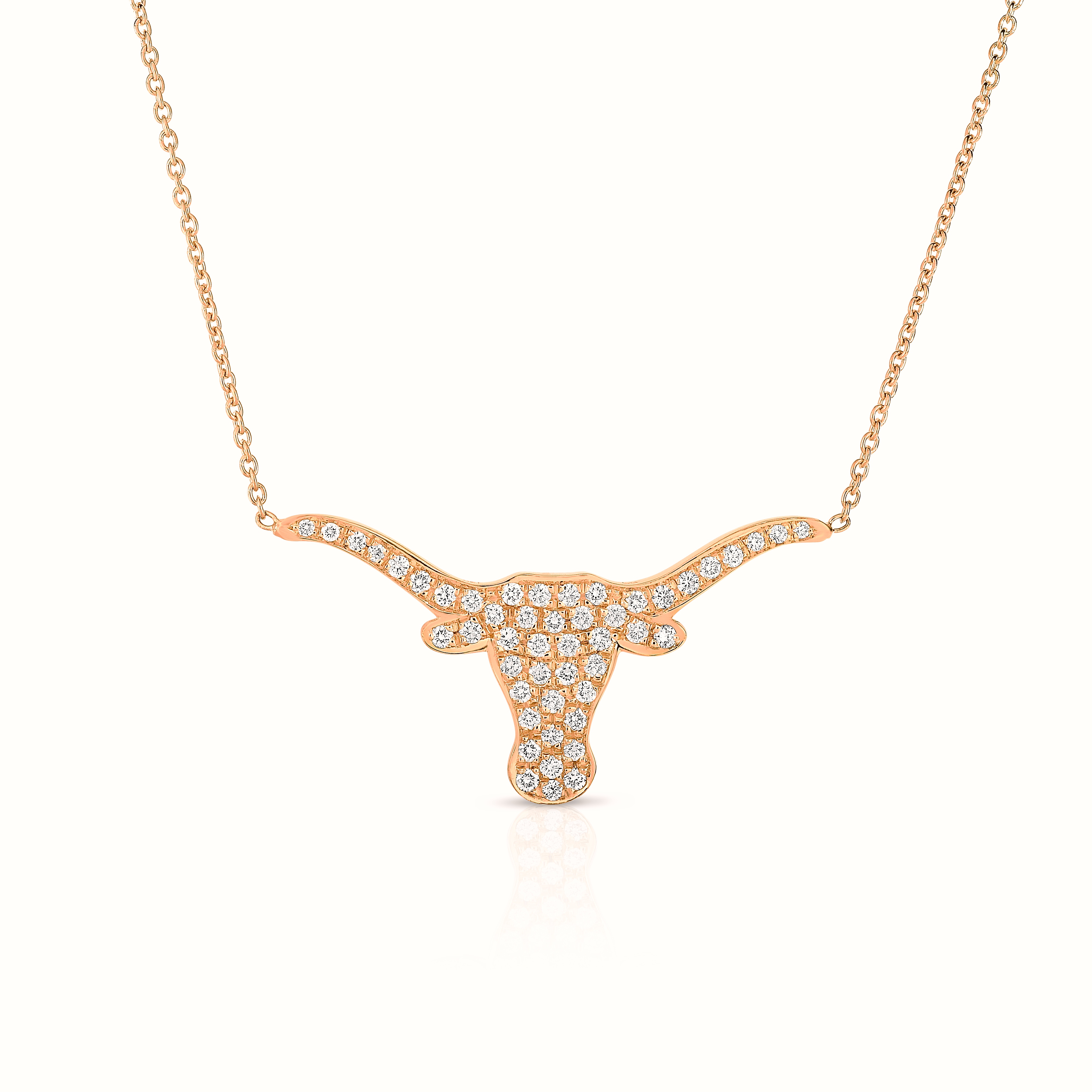 Korman Signature 18kt Rose Gold Large Diamond Longhorn Necklace