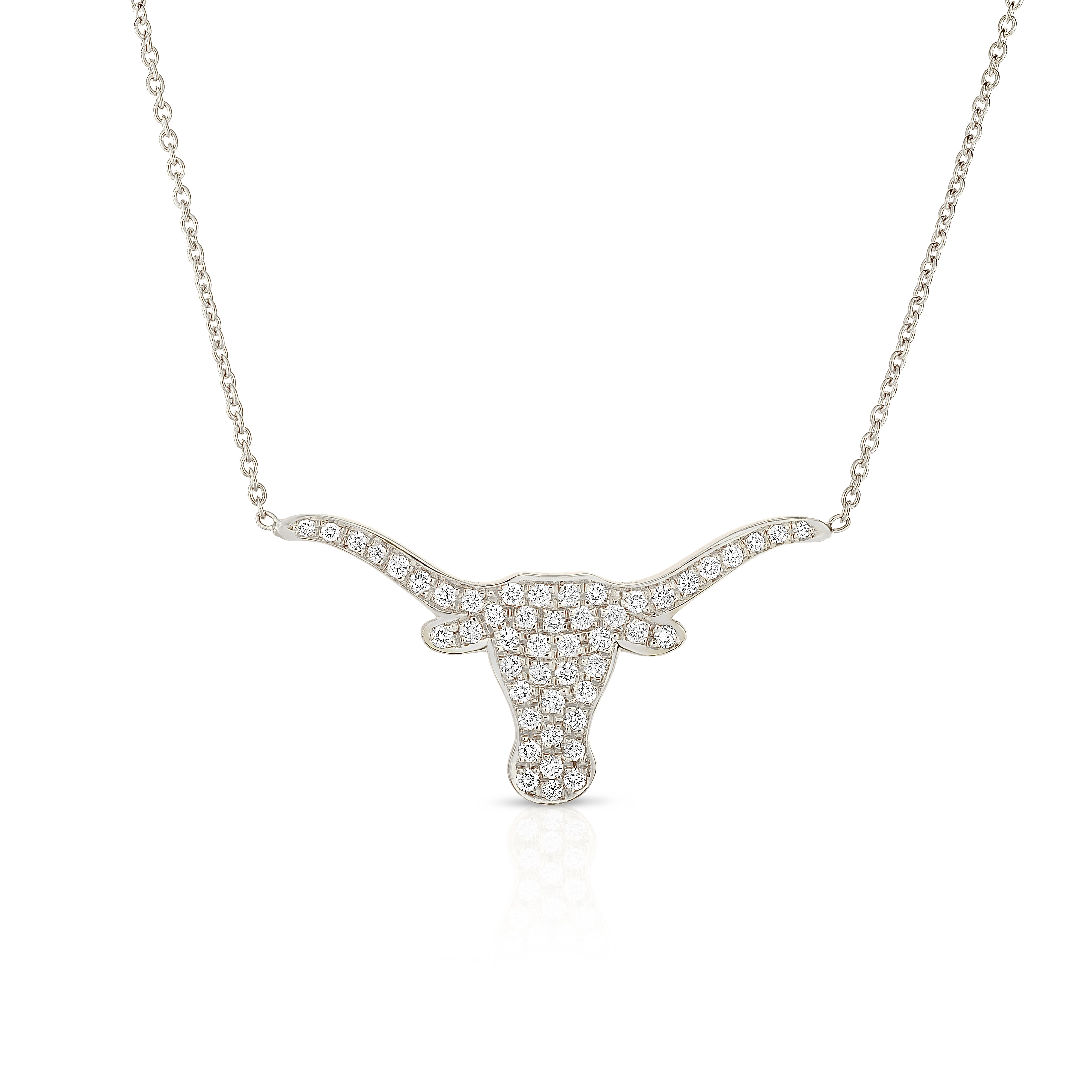 Korman Signature 18kt White Gold Large Diamond Longhorn Necklace