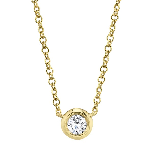 14kt Bezel Solitaire Diamond Pendant Necklace