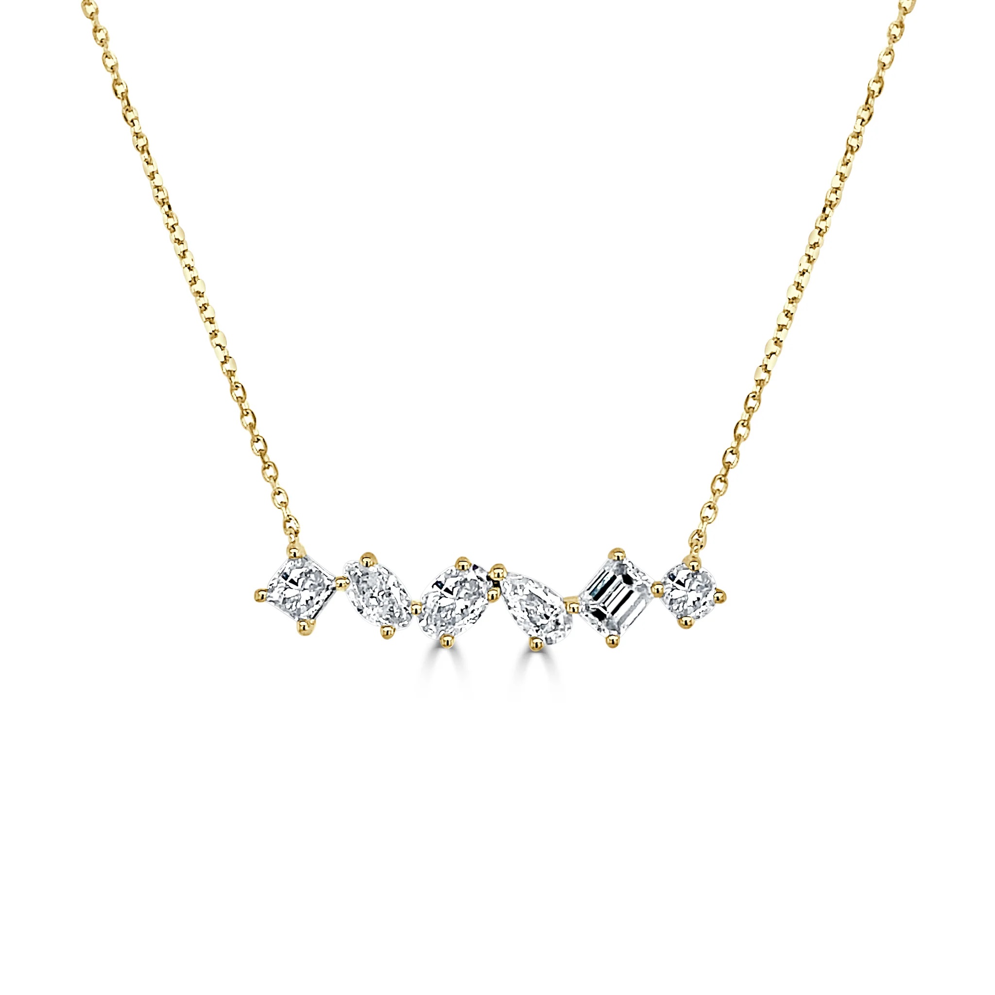14kt Fancy Shape Diamond Bar Necklace