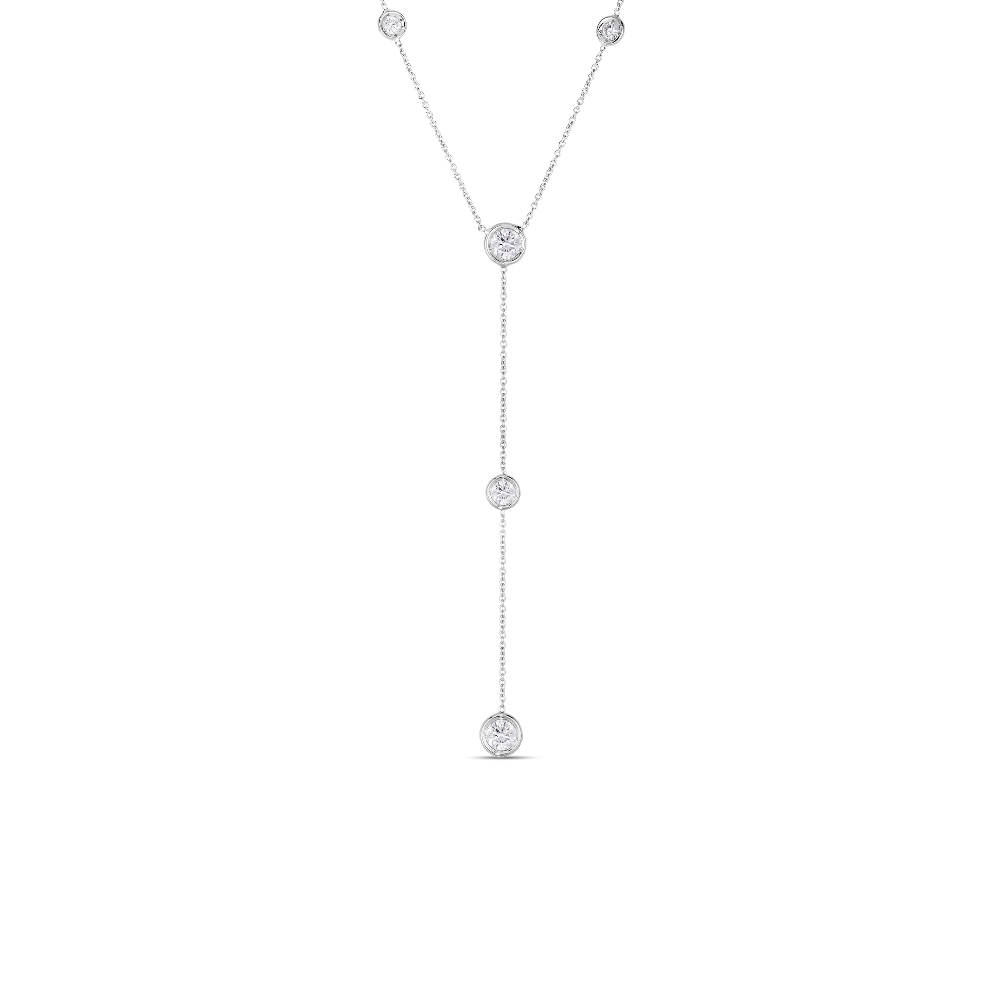 18kt Five Bezel Set Diamond Y Necklace