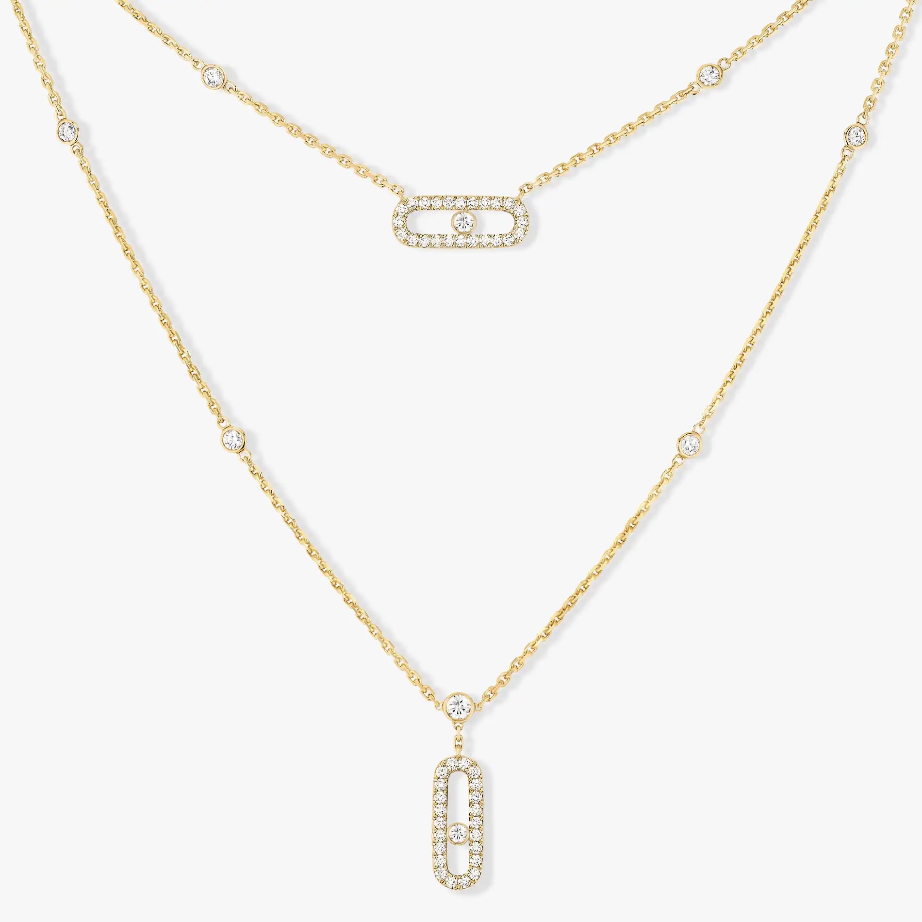 Messika 18kt Move Uno 2 Rows Pave Necklace