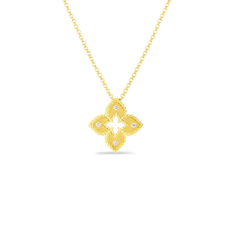 18kt Petite Venetian Diamond Pendant Necklace