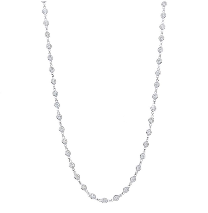 18kt Bezel Set Diamond By The Yard Necklace