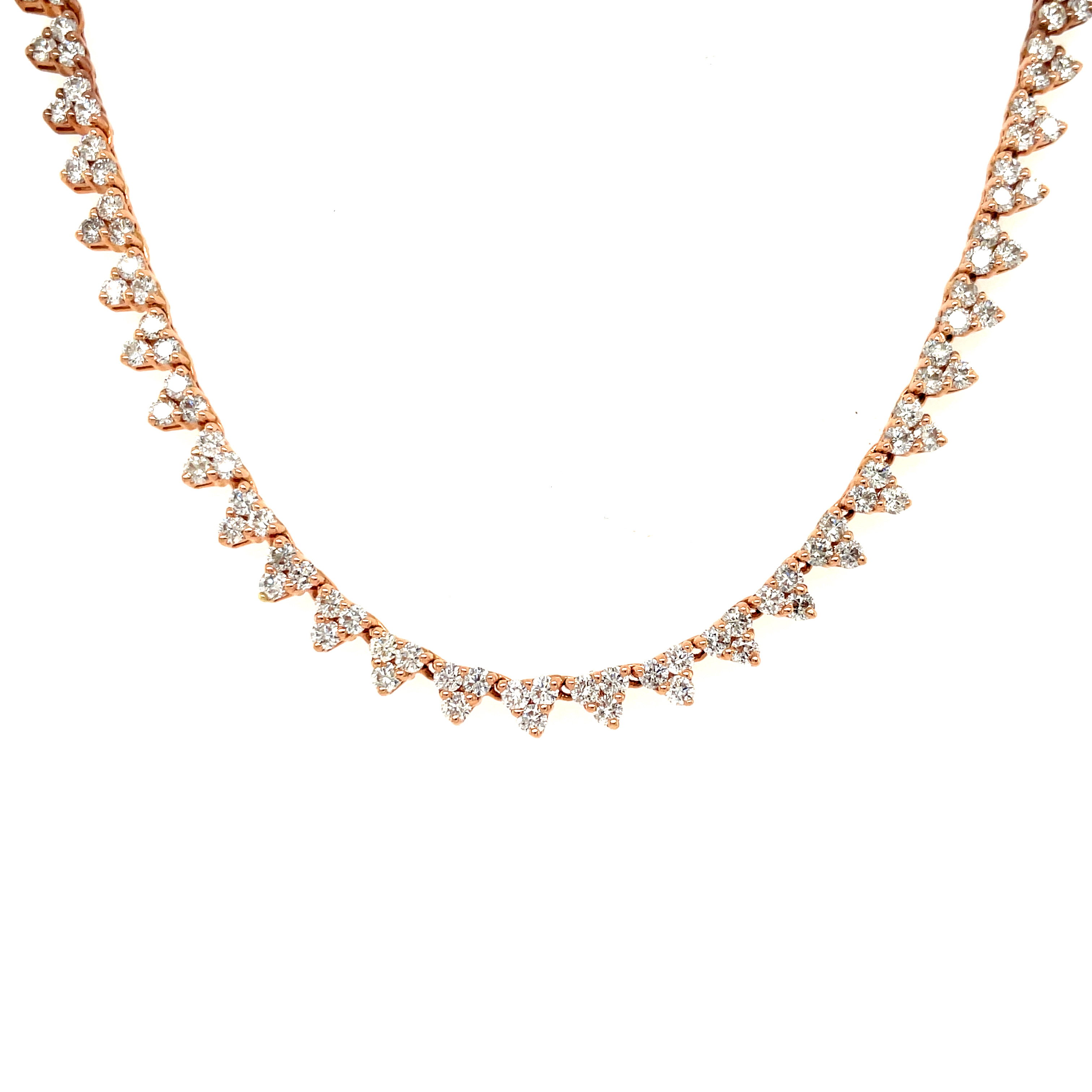 14kt Tri Diamond Cluster Necklace