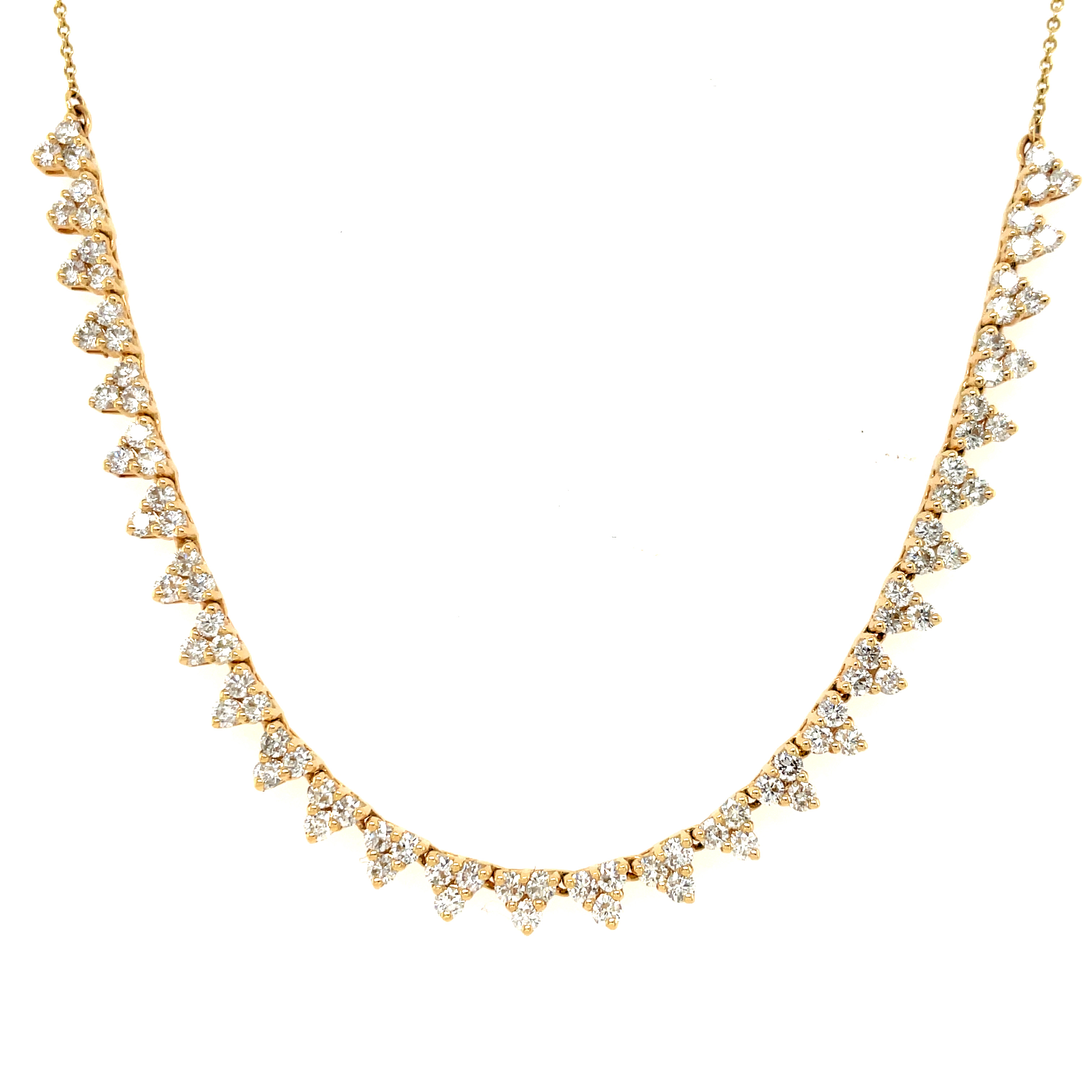 14kt Tri Diamond Cluster Necklace