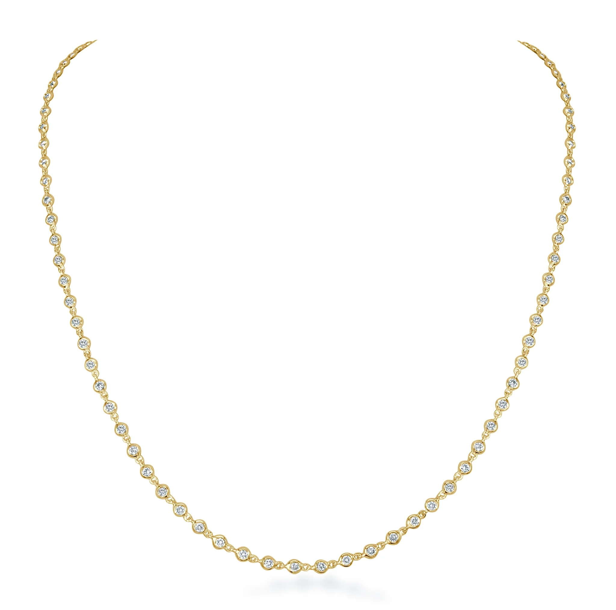 18kt Bezel Set Diamond By The Yard Necklace