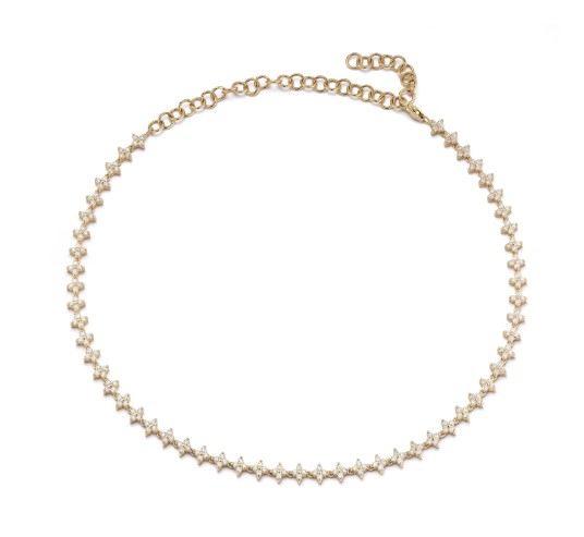 14kt Four Diamond Cluster Choker Necklace