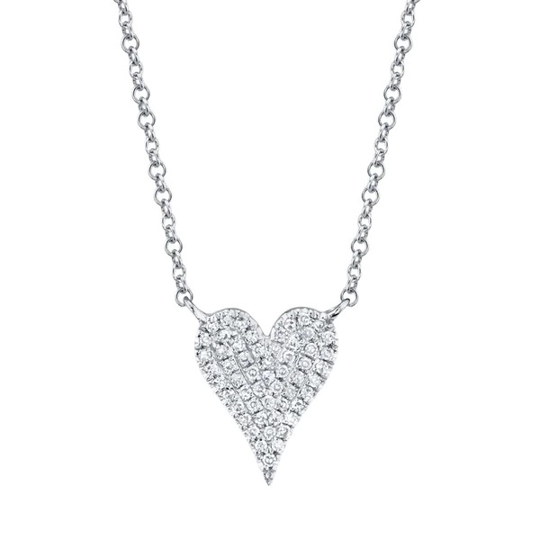 Korman Signature 14kt White Gold  Small Diamond Pave Heart Necklace