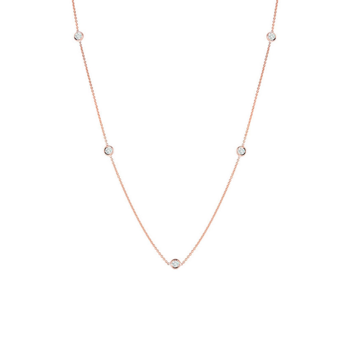 Roberto Coin 18kt Rose Gold Five Station Diamond Necklace