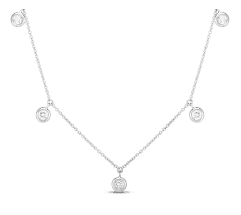 18kt Five Diamond Drop Station Necklace