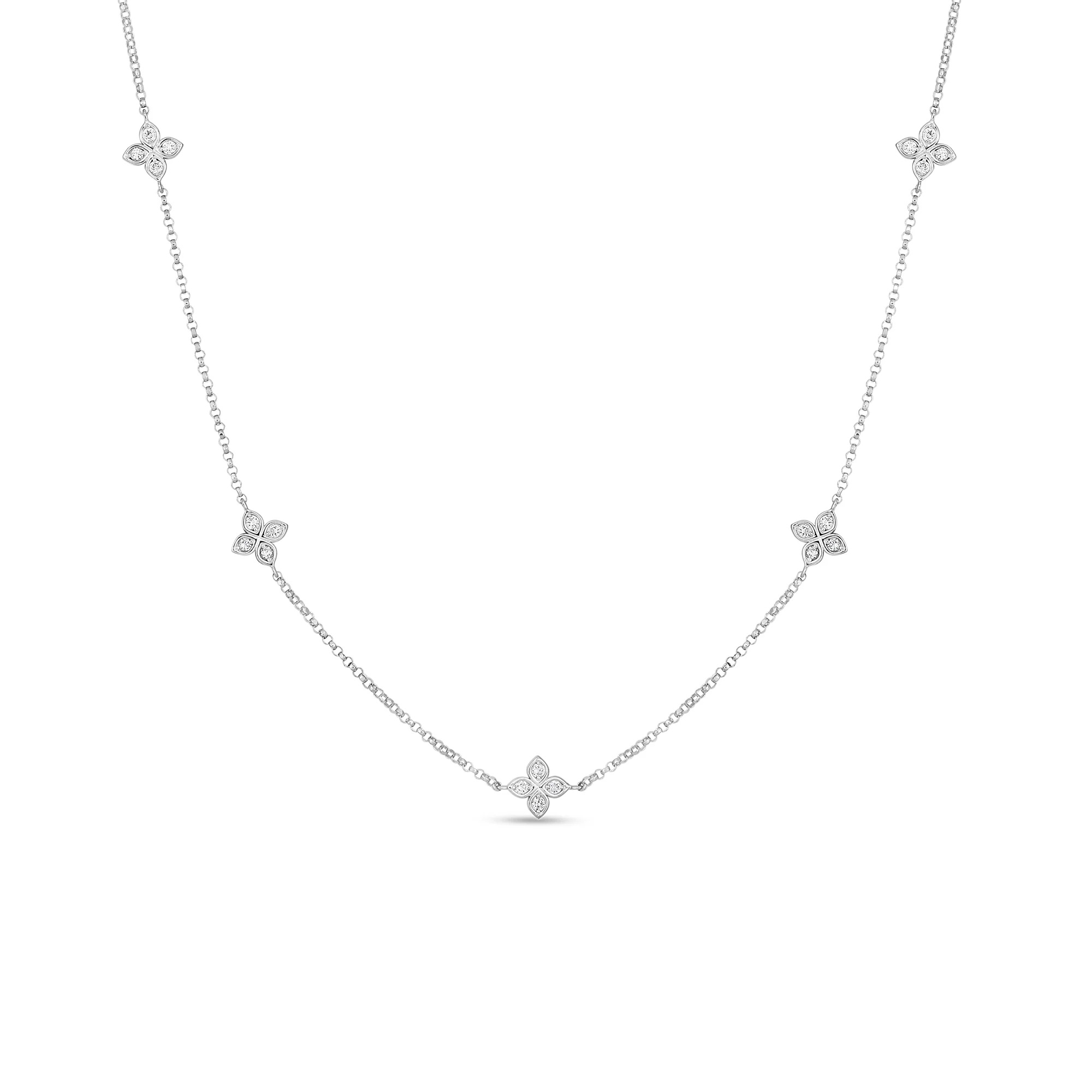 18kt Five Quad Station Necklace