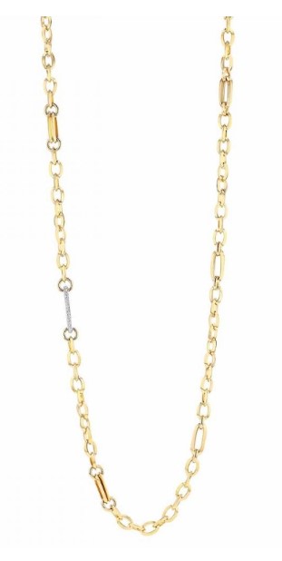 Roberto Coin 18k Yellow/white Gold Single Diamond Link Chain Necklace 32"