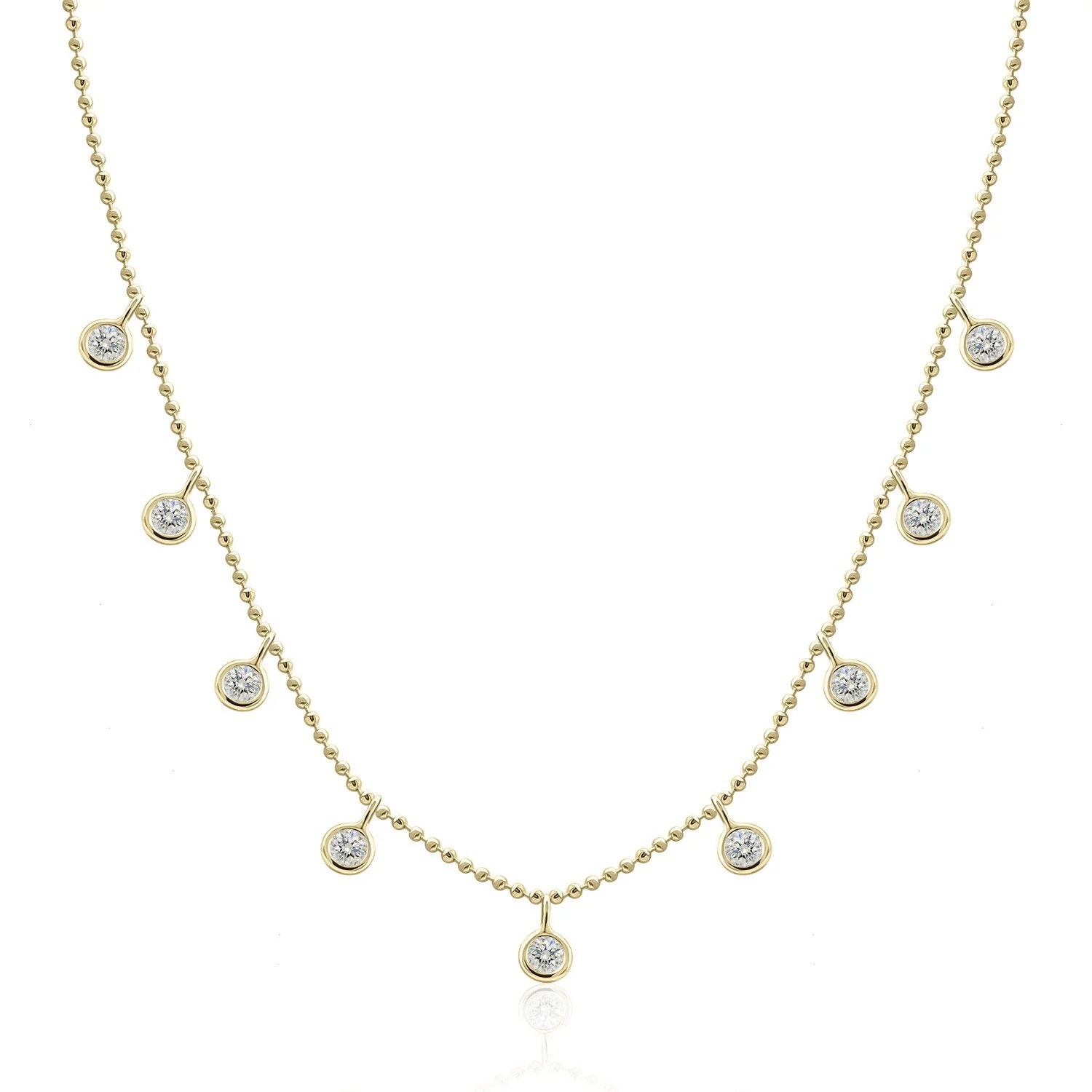14kt 9 Bezel Set Diamond Cleopatra Necklace
