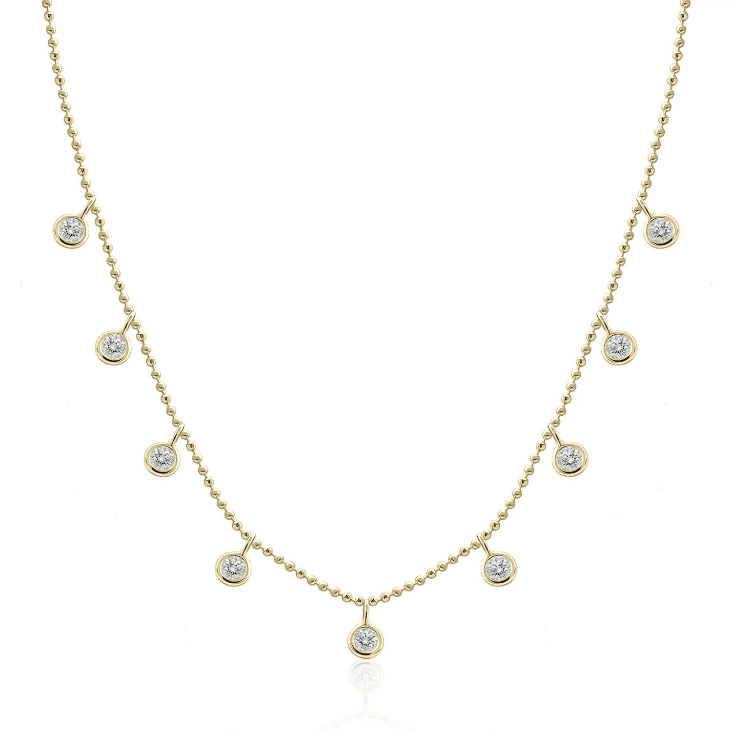 14kt 9 Bezel Set Diamond Cleopatra Necklace