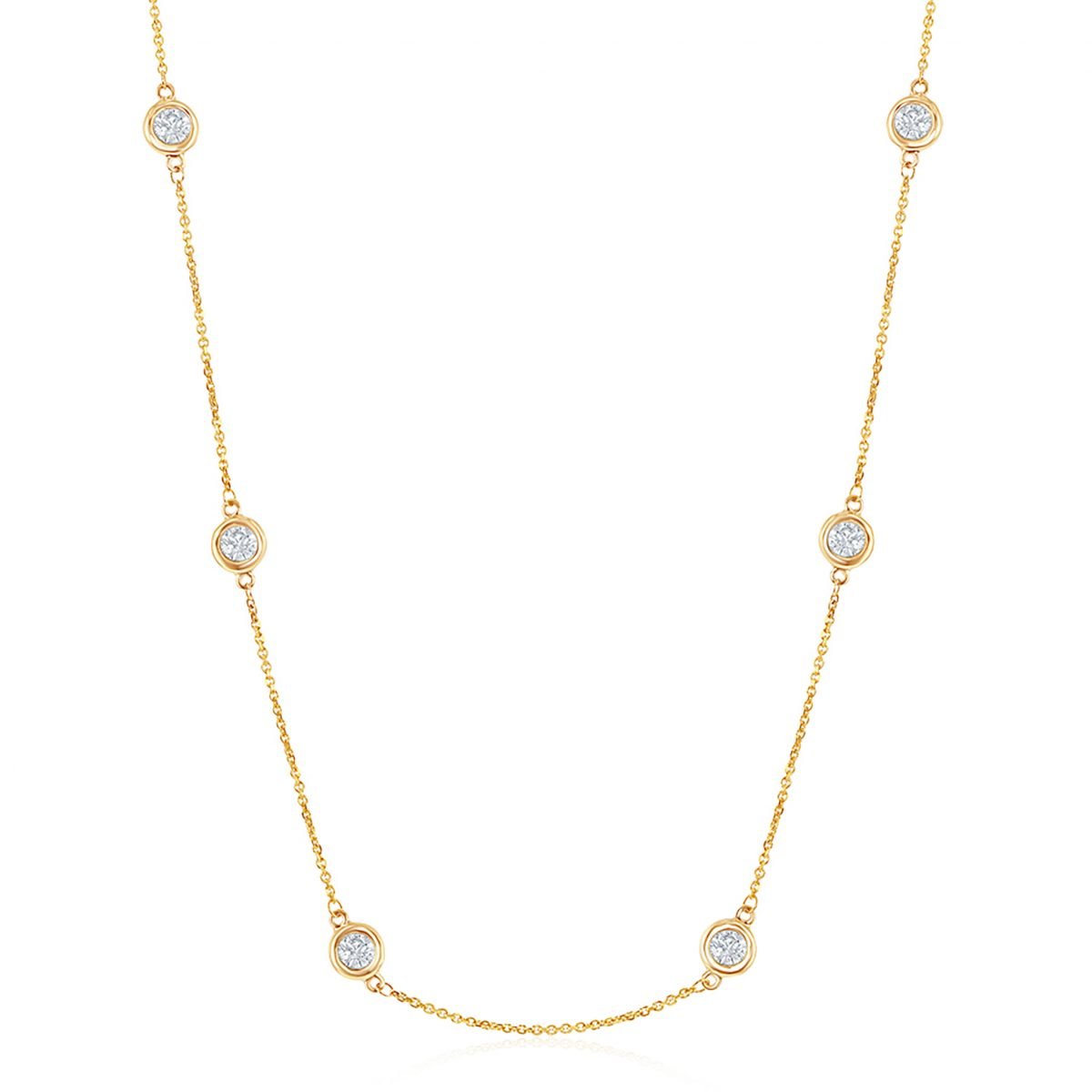 14kt Bezel Set Diamonds By The Yard Necklace