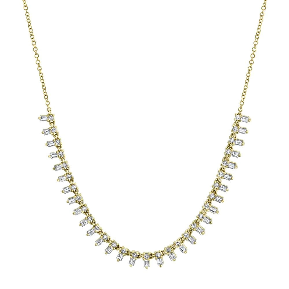 14kt Baguette Diamond Adjustable Necklace