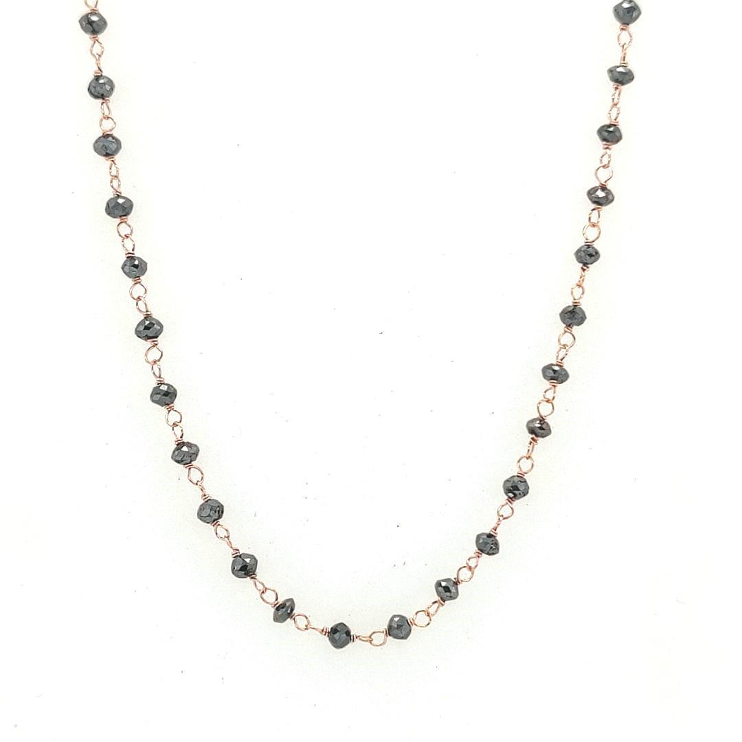 Sethi Couture 18k Rose Gold 10.15ctw Black Diamond Jillian Wire Wrap Chain Necklace 20