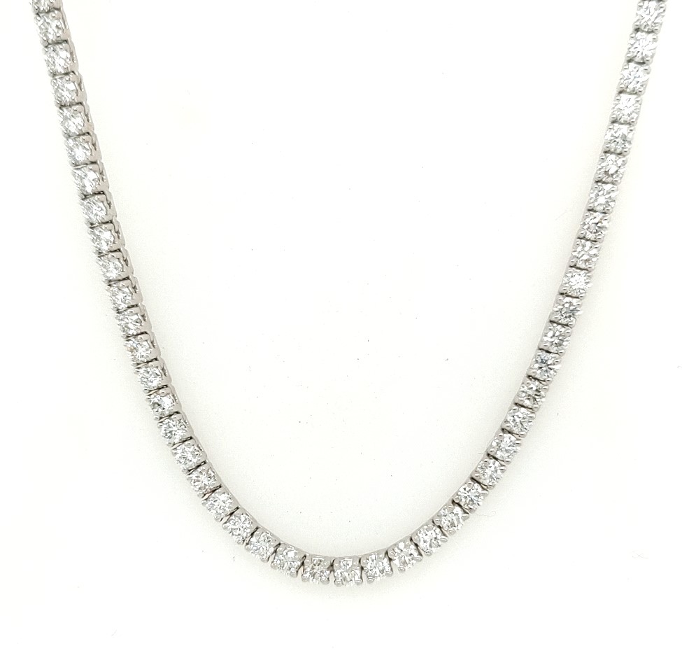 14kt 15.30ct Diamond Straight Line Tennis Necklace