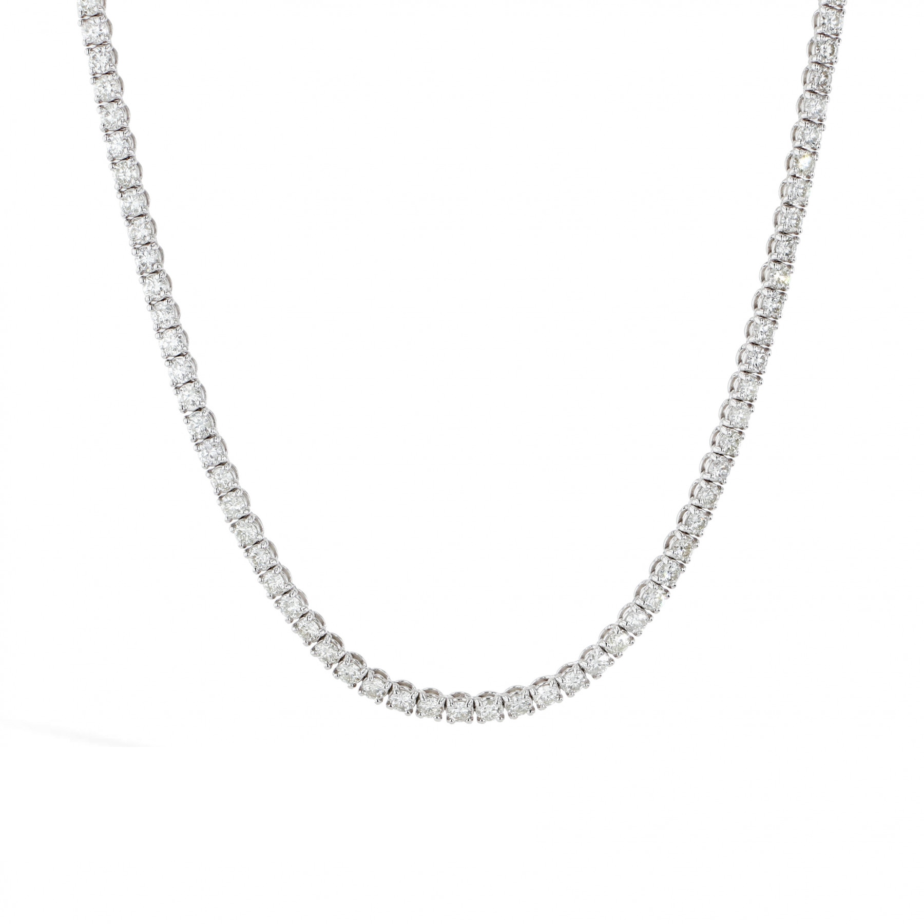 14kt 15.30ct Diamond Straight Line Tennis Necklace