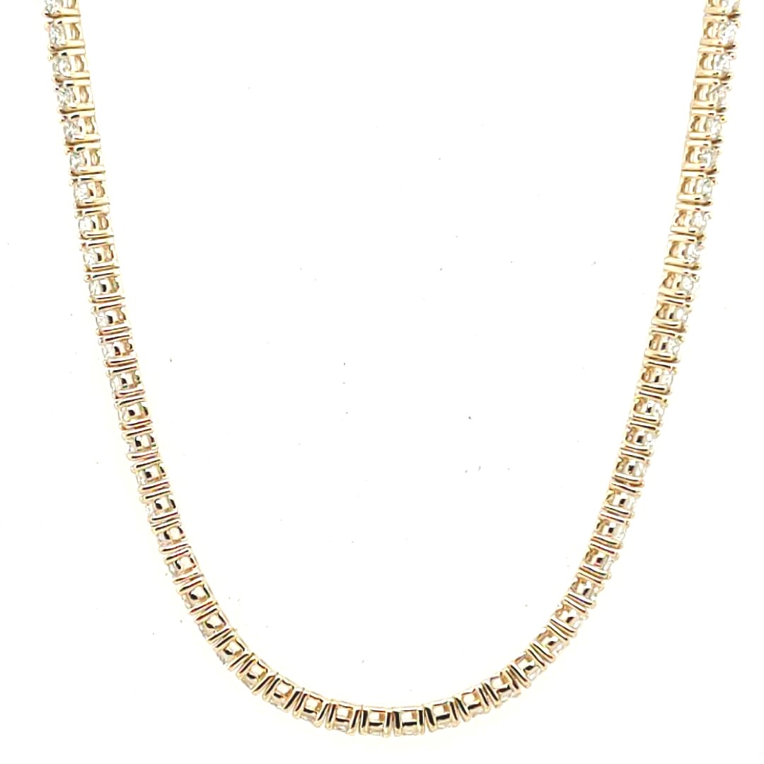 14k Yellow Gold 4.52ctw 194 F Vs Round Diamond 4 Prong Tennis Necklace 17"