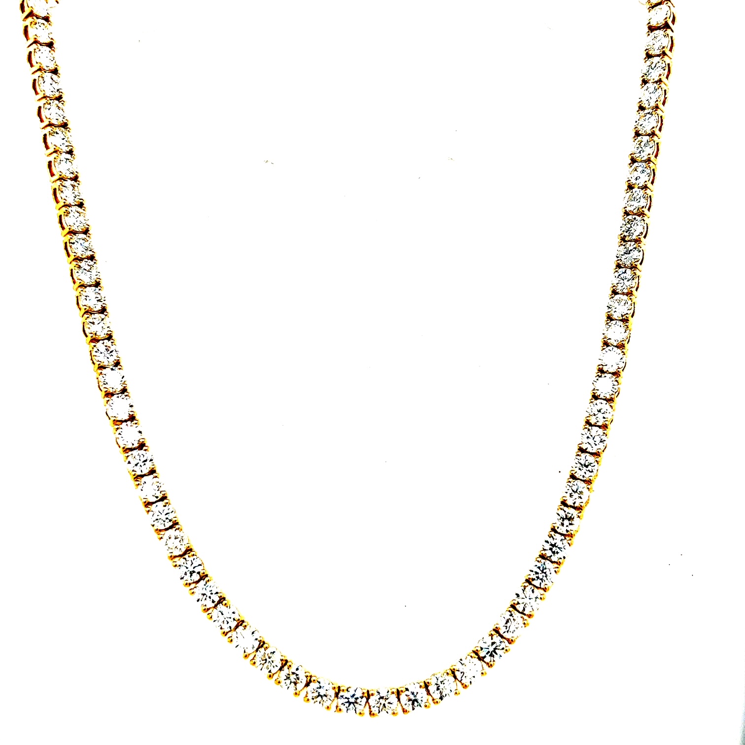 14kt Yellow Gold Round Diamond 4-prong Tennis Necklace 118d=17.38ctw F/vs 17"