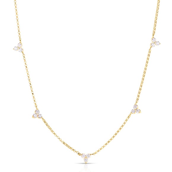 18kt Diamond Flower Station Necklace