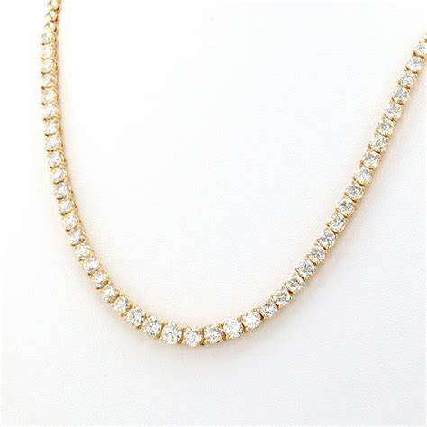14k Yellow Gold 17.36ctw 193 Fg Vvs-vs Round Diamond Prong Set Tennis Necklace 24.5"