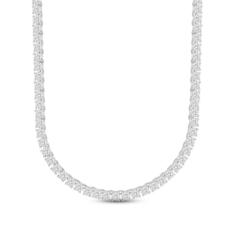 Korman Signature 14kt White Gold Round Diamond Prong Set Tennis Necklace 24"