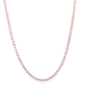 14k Rose Gold 5.70ctw 144 2.15mm G Si1 Same Size Diamond 3-prong Tennis Necklace 17"