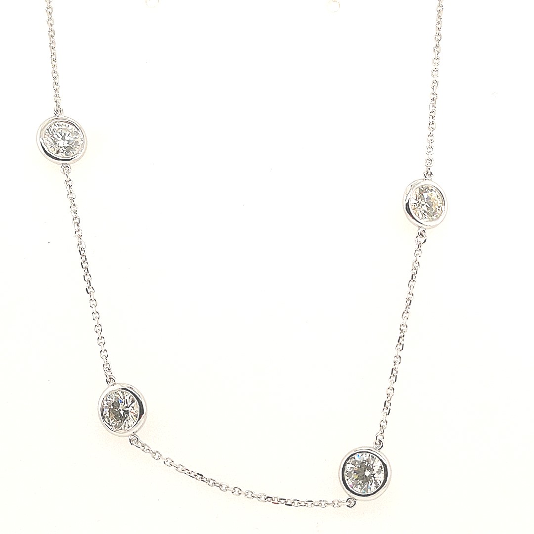 Korman Signature 14kt White Gold Round Diamonds By The Yard Necklace 18"