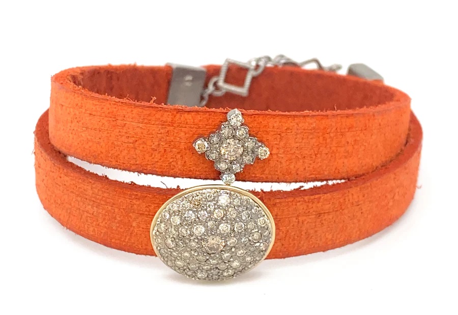 18kt Double Wrap Leather Bracelet