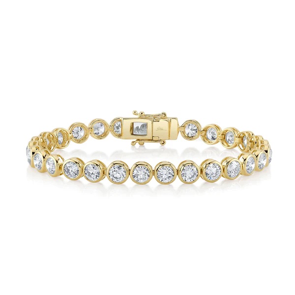 14kt Bezel Set Round Diamond Tennis Bracelet