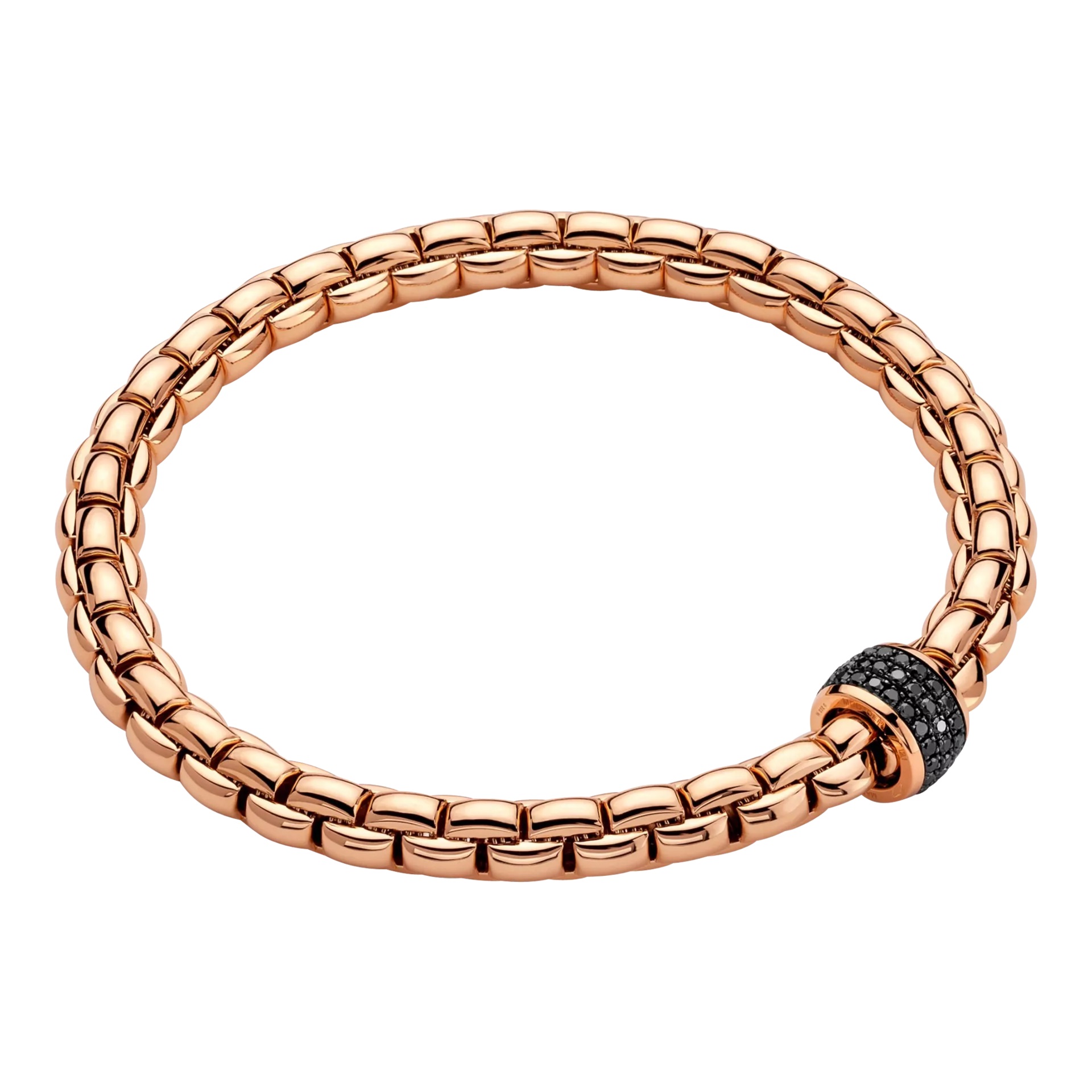 Fope 18kt Rose Gold  Eka Flex'it Bracelet With Black Diamond Rondel