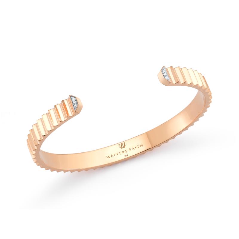 18kt Clive Diamond Fluted Cuff