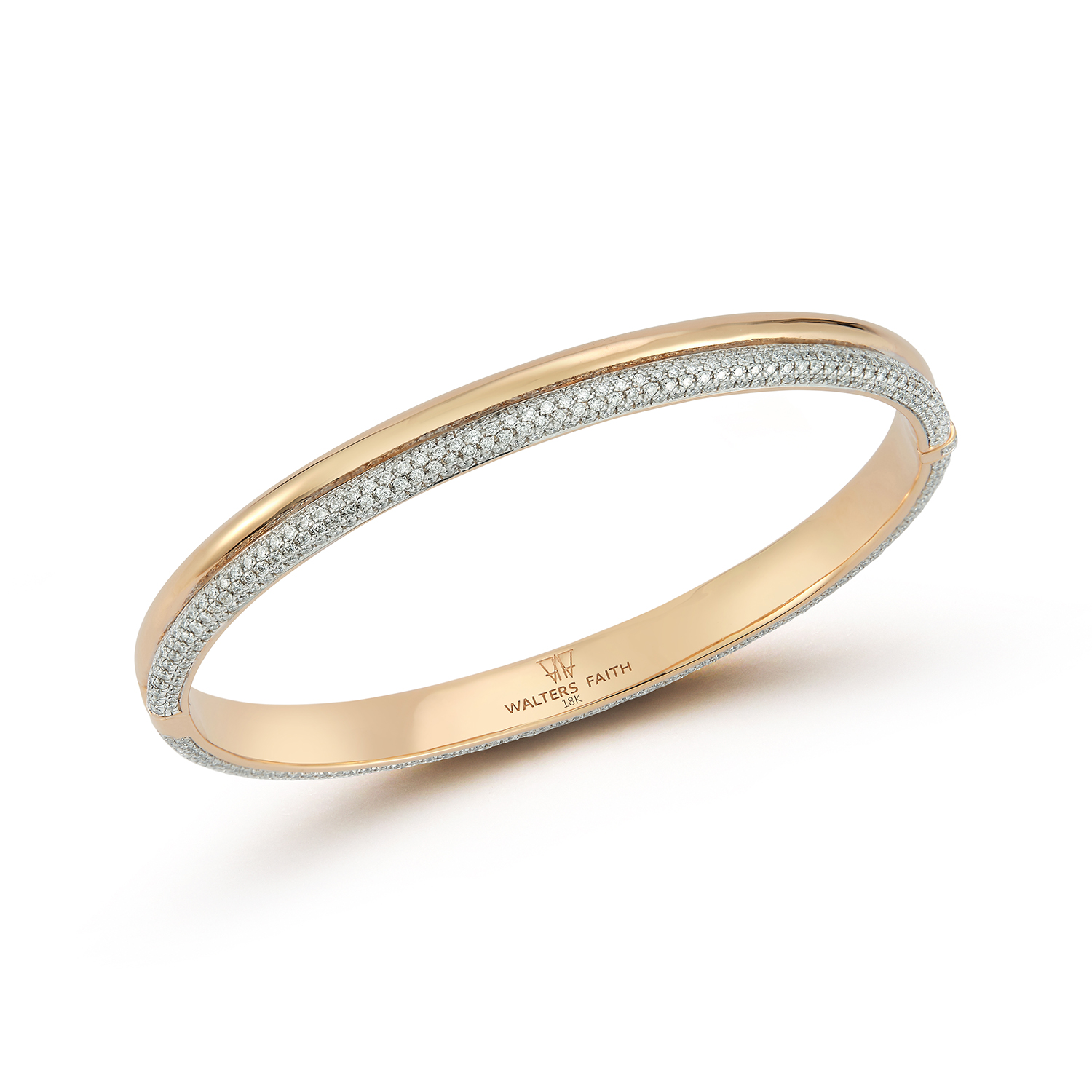 Walter's Faith 18kt Rose Gold Tubular Hinged Bangle Bracelet