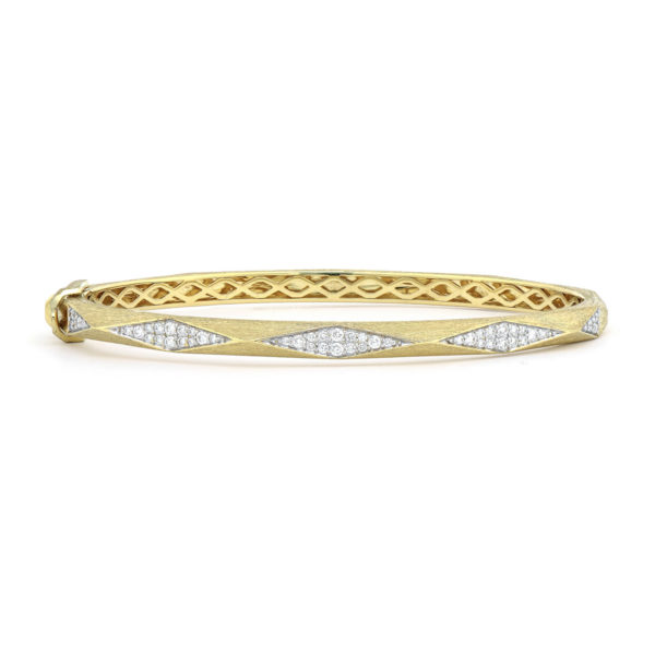 18kt Lisse Raised Pyramid Diamond Bangle Bracelet