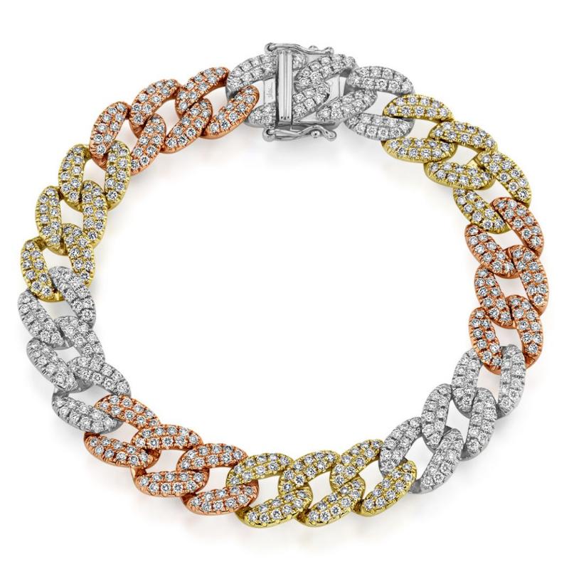 Korman Signature 14kt Tri-color Diamond Pave Curb Link Bracelet