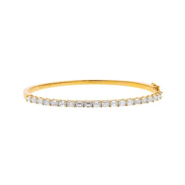 14kt 3ct Emerald Cut Diamond Bangle Bracelet