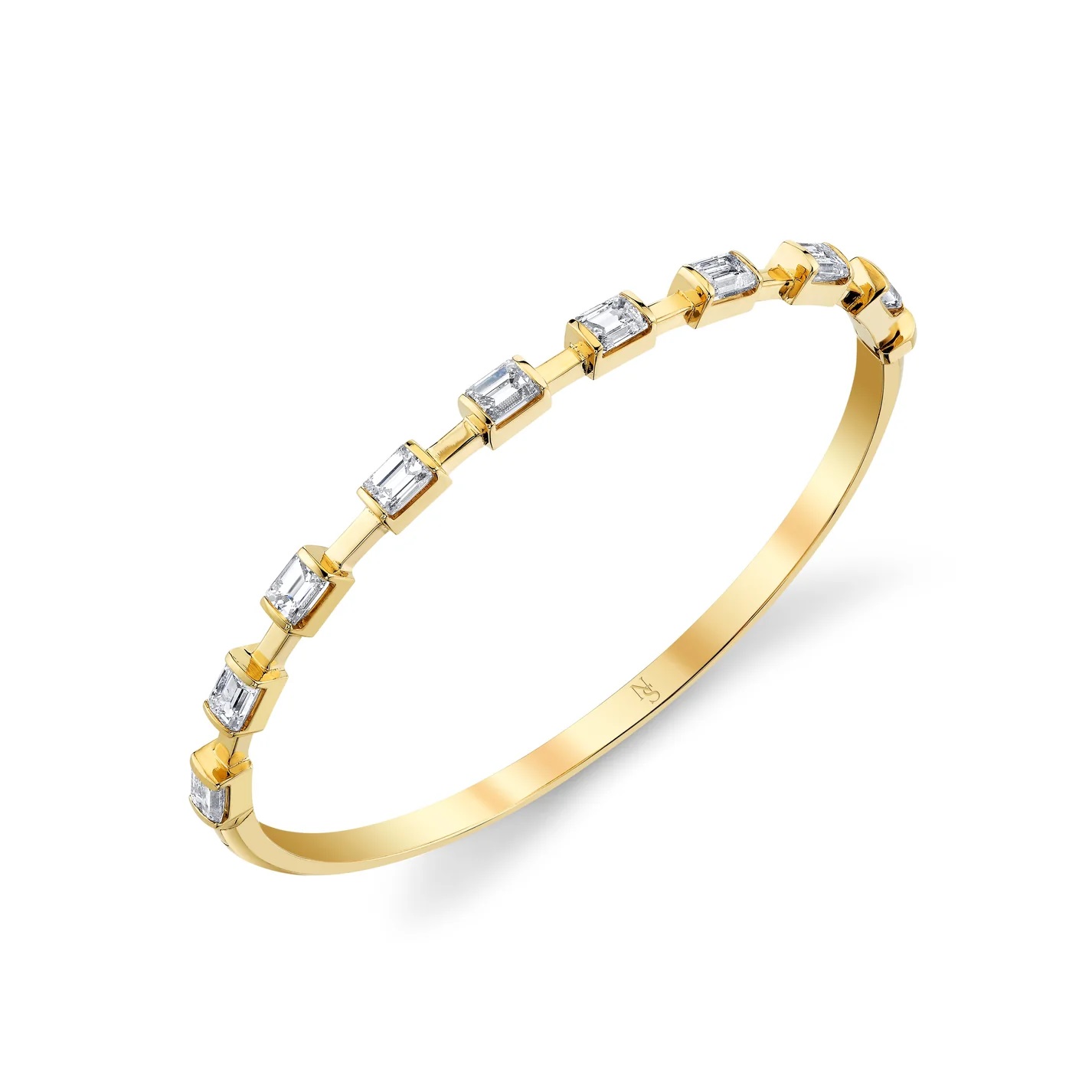 18kt Nine Diamond Emerald Cut Bangle Bracelet