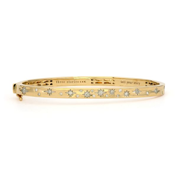 14kt Scattered Diamond Starry Night Bangle Bracelet