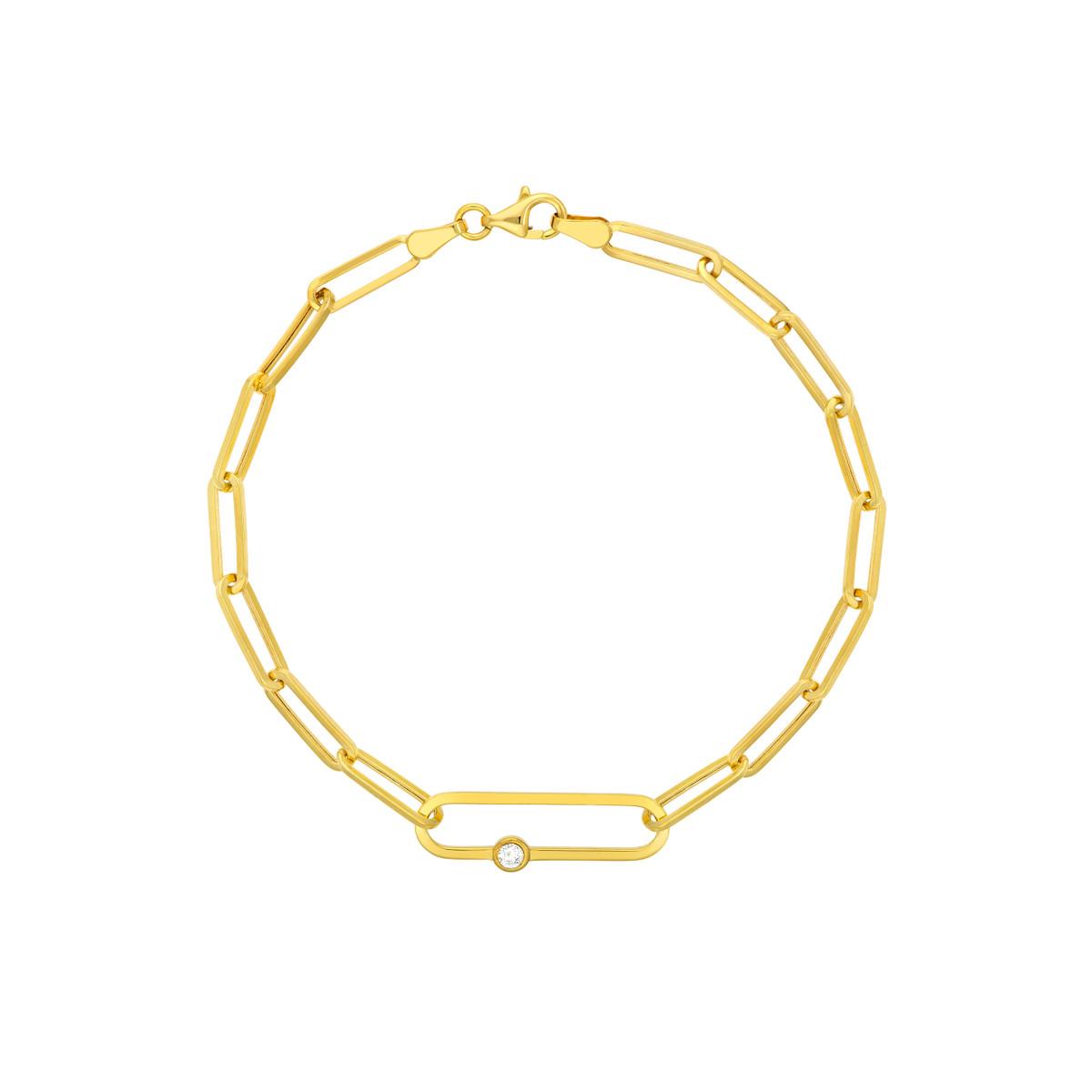 Korman Signature 14kt Yellow Gold Diamond Fancy Paper Clip Bracelet