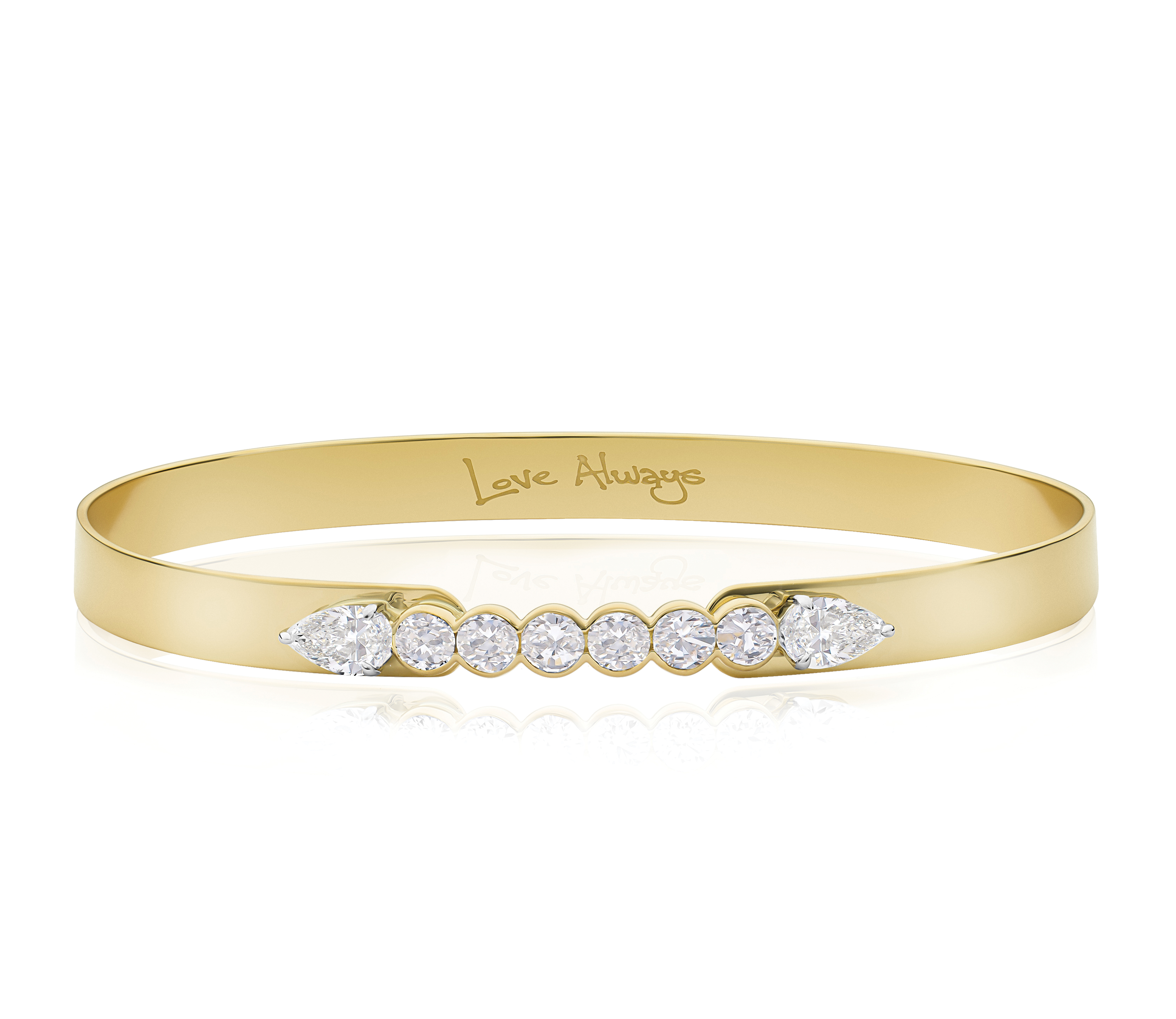 18kt Double Pear & Round Diamonds Love Always Bracelet