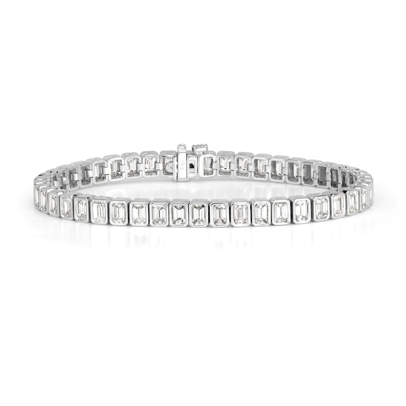 18kt Bezel Set Emerald Diamond Tennis Bracelet
