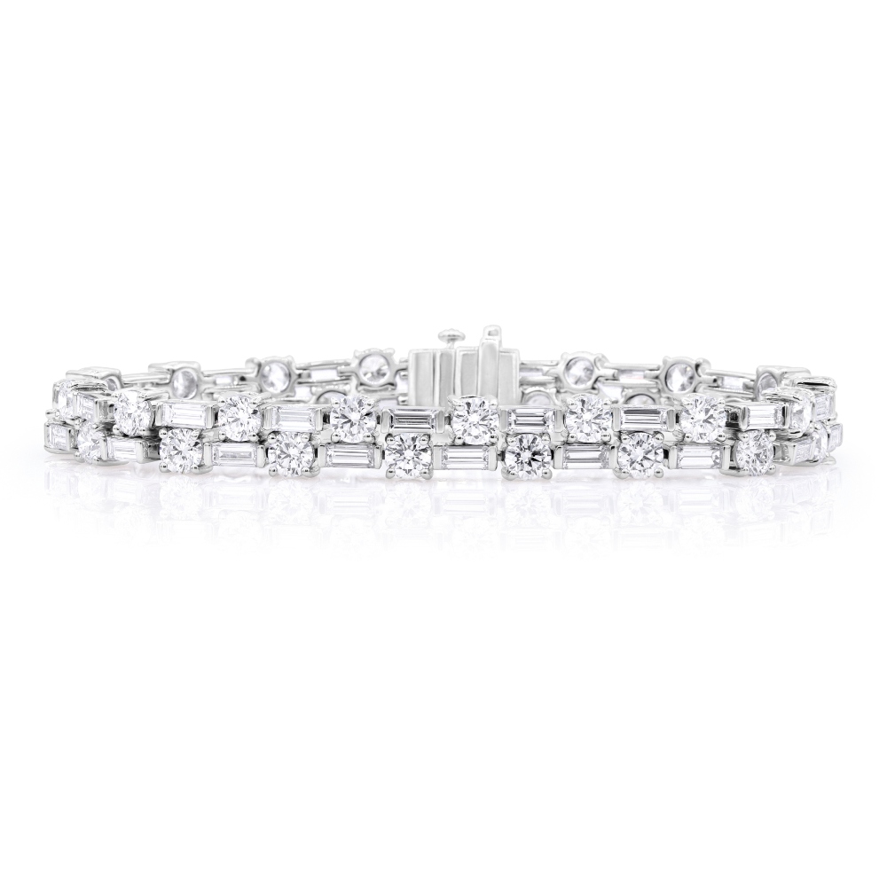 Oscar Heyman Platinum Alternating 2-row Diamond Tennis Bracelet