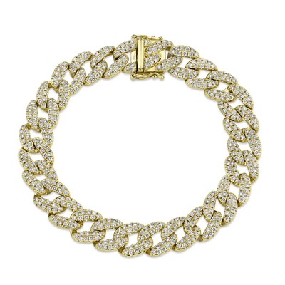 14kt Medium Diamond Pave Curb Link Chain Bracelet