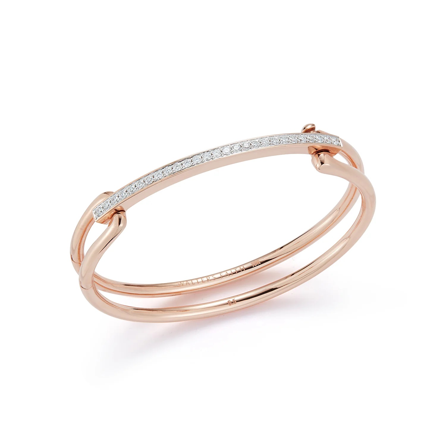 Walter's Faith 18kt Rose Gold Grant Elongated Diamond Bar Link Cuff