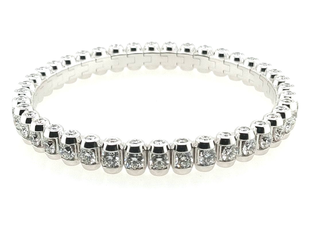 Picchiotti 18k White Gold Round Diamond Xpandable Bracelet 55mm