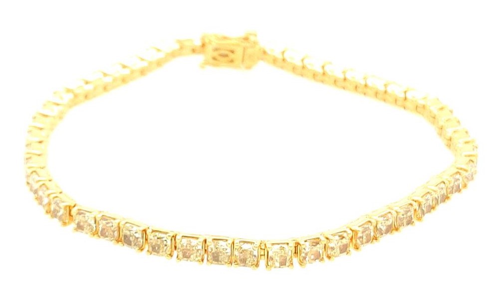18k Yellow Gold 9.78ctw 48 Radiant Yellow Diamonds Prong Set Straight Line Tennis Bracelet 7