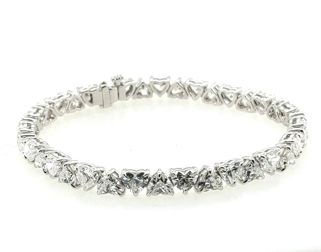 18k White Gold Heart Diamond Bracelet 7